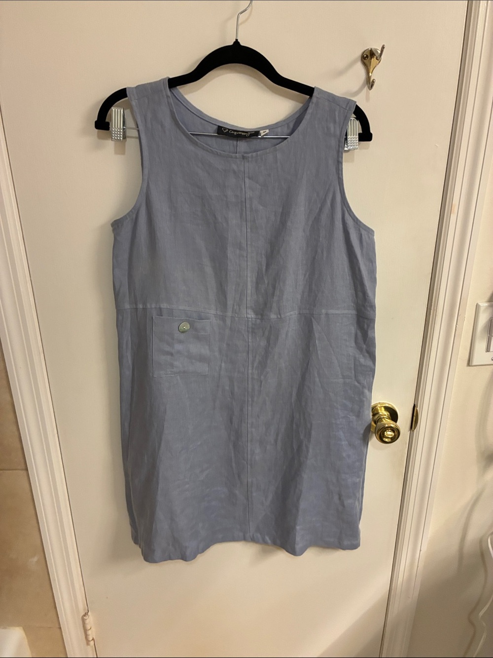 Cinnamon Girl Light Blue Sleeveless Midi Dress - 100% Linen-Sz M